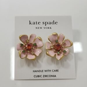 NWT Kate Spade Gold Bloom In Color Pink Earrings ***W/Defects**